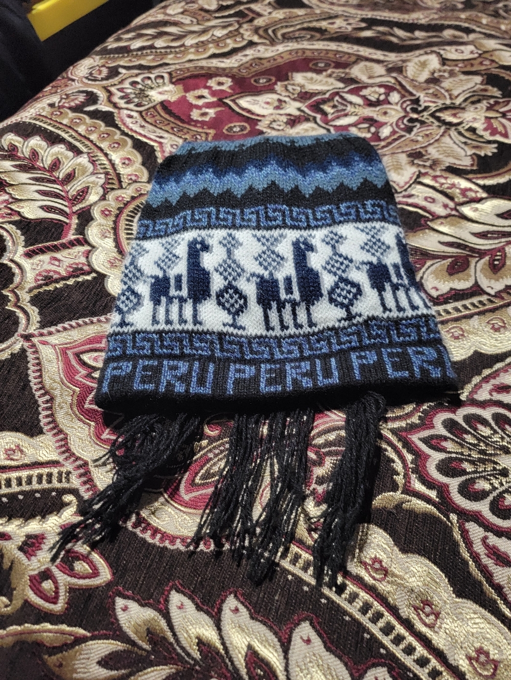 Blue and Black Nordic Knit Scarf